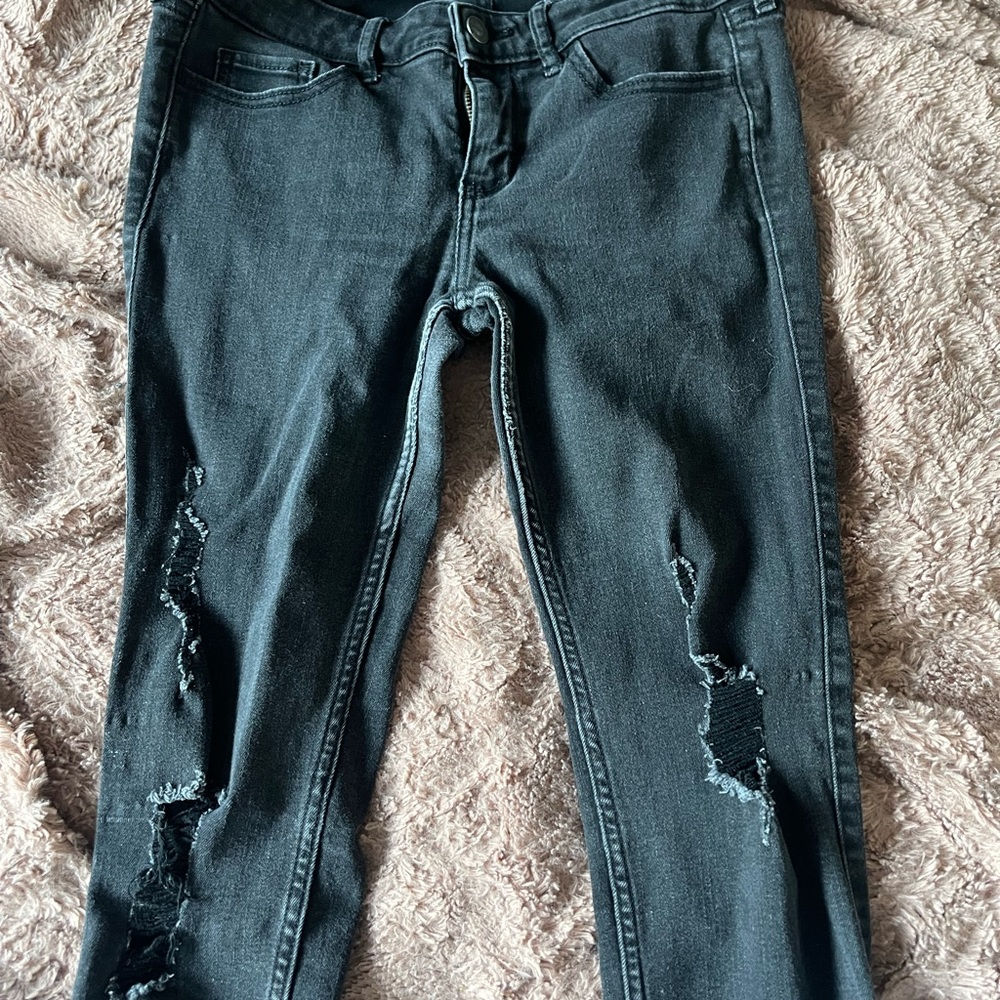 Hollister black ripped jeans 5R
